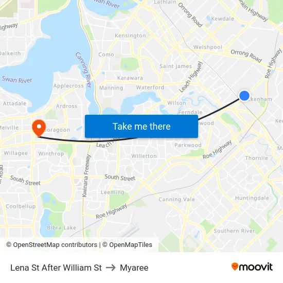 Lena St After William St to Myaree map