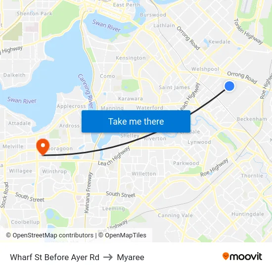 Wharf St Before Ayer Rd to Myaree map
