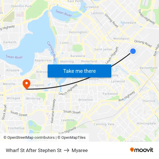 Wharf St After Stephen St to Myaree map
