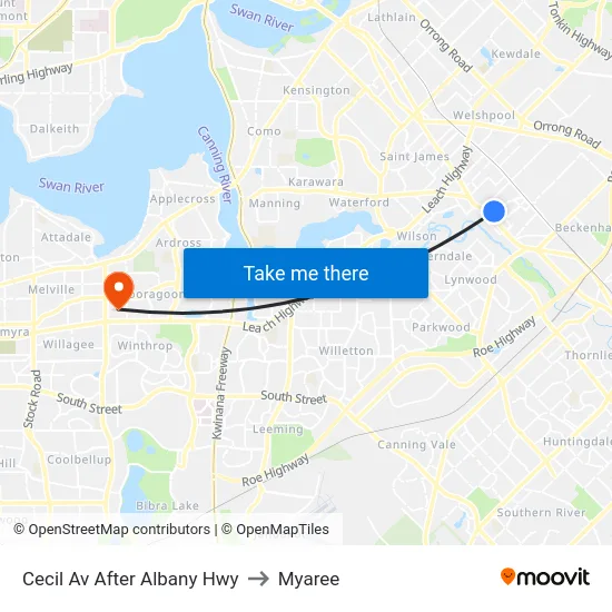 Cecil Av After Albany Hwy to Myaree map