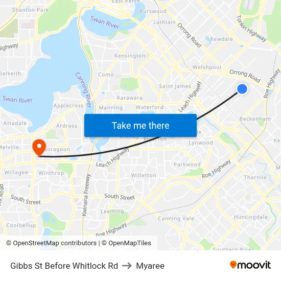 Gibbs St Before Whitlock Rd to Myaree map