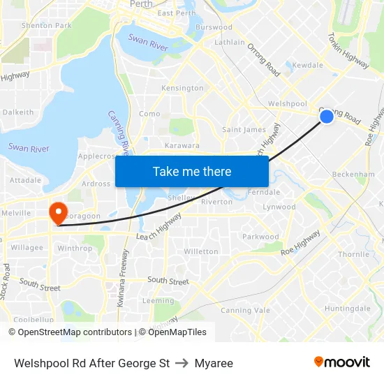 Welshpool Rd After George St to Myaree map