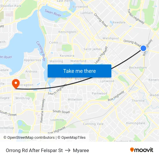 Orrong Rd After Felspar St to Myaree map