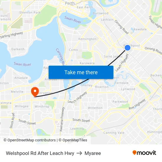 Welshpool Rd After Leach Hwy to Myaree map