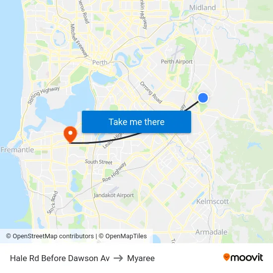 Hale Rd Before Dawson Av to Myaree map