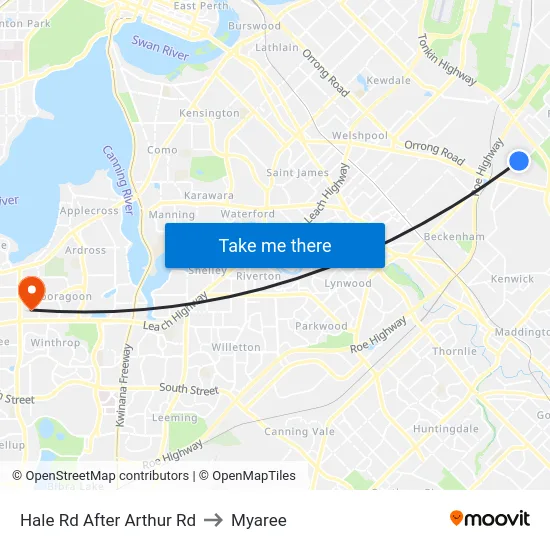 Hale Rd After Arthur Rd to Myaree map