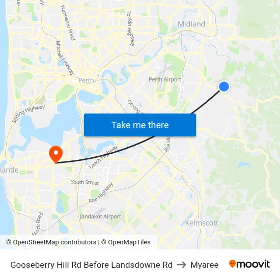 Gooseberry Hill Rd Before Landsdowne Rd to Myaree map