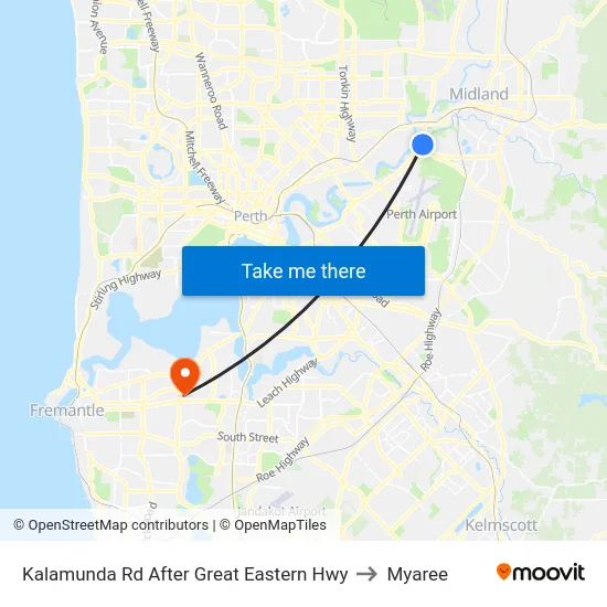 Kalamunda Rd After Great Eastern Hwy to Myaree map