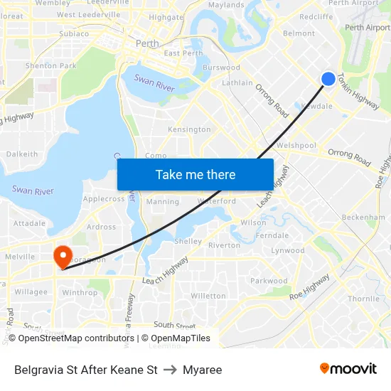 Belgravia St After Keane St to Myaree map