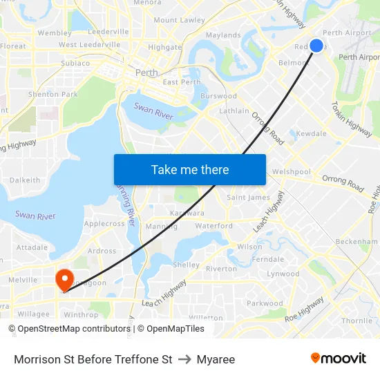 Morrison St Before Treffone St to Myaree map