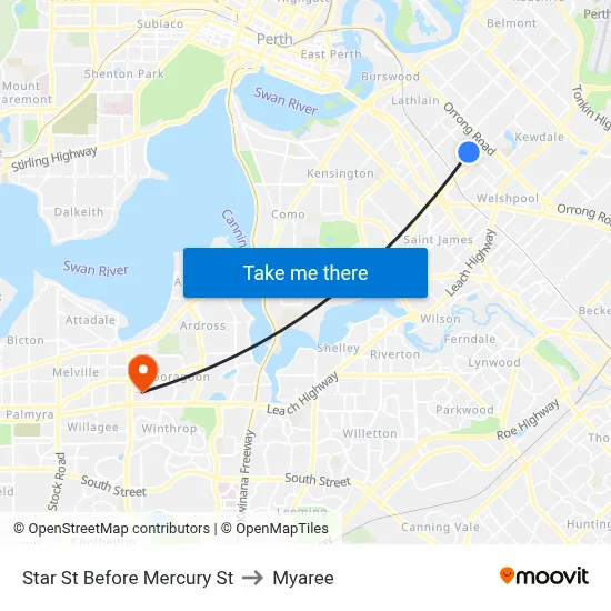 Star St Before Mercury St to Myaree map