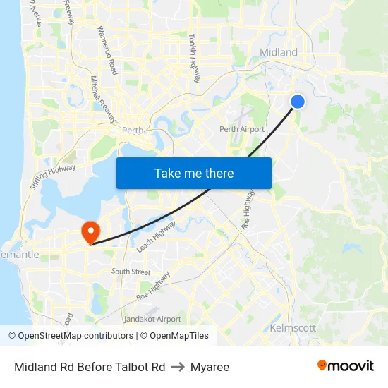 Midland Rd Before Talbot Rd to Myaree map
