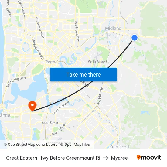 Great Eastern Hwy Before Greenmount Ri to Myaree map