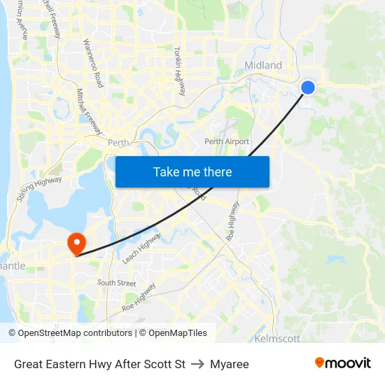 Great Eastern Hwy After Scott St to Myaree map