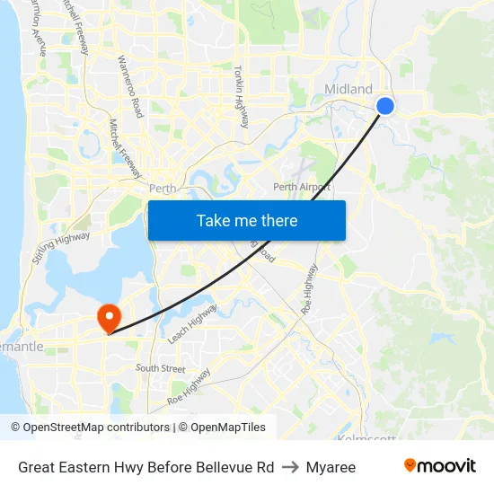 Great Eastern Hwy Before Bellevue Rd to Myaree map