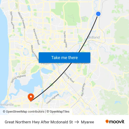 Great Northern Hwy After Mcdonald St to Myaree map