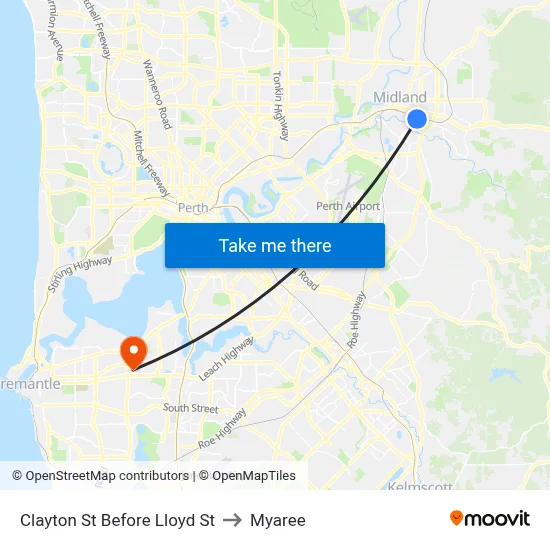 Clayton St Before Lloyd St to Myaree map