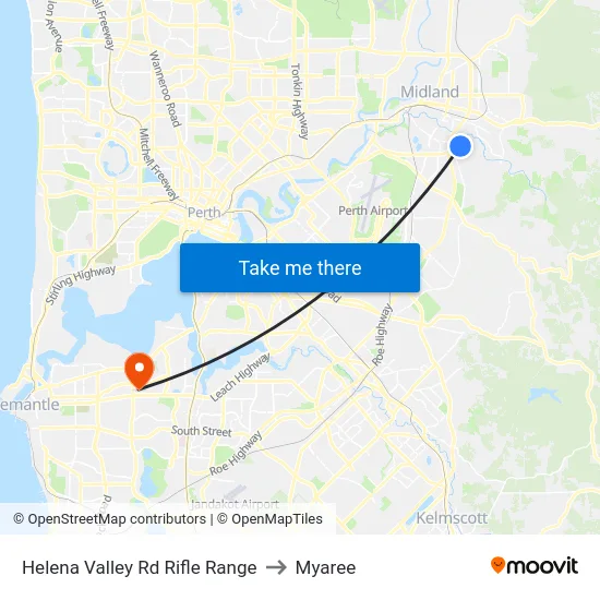 Helena Valley Rd Rifle Range to Myaree map