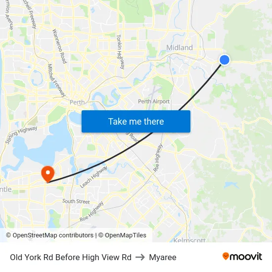 Old York Rd Before High View Rd to Myaree map
