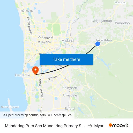 Mundaring Prim Sch   Mundaring Primary School to Myaree map