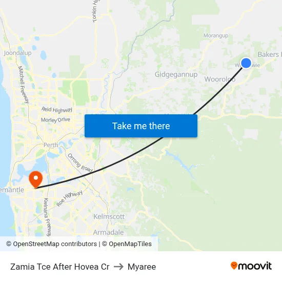 Zamia Tce After Hovea Cr to Myaree map