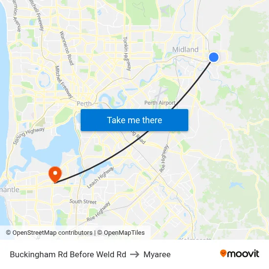 Buckingham Rd Before Weld Rd to Myaree map