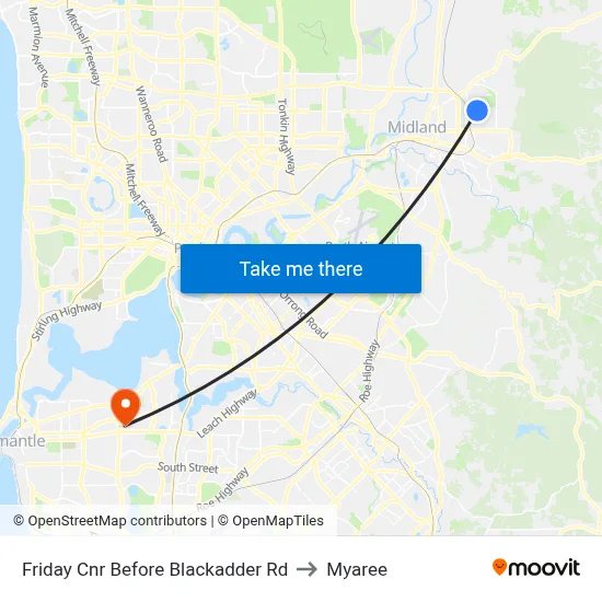 Friday Cnr Before Blackadder Rd to Myaree map