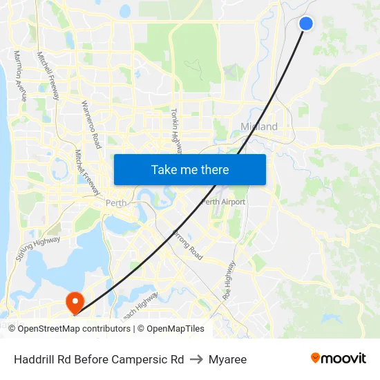 Haddrill Rd Before Campersic Rd to Myaree map