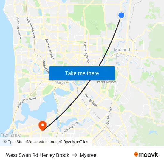 West Swan Rd Henley Brook to Myaree map