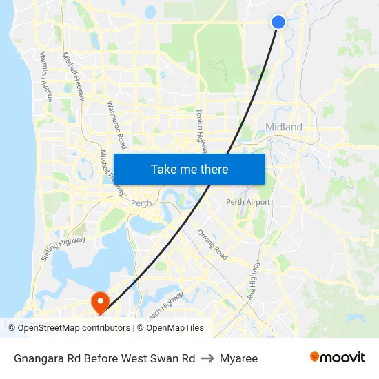 Gnangara Rd Before West Swan Rd to Myaree map