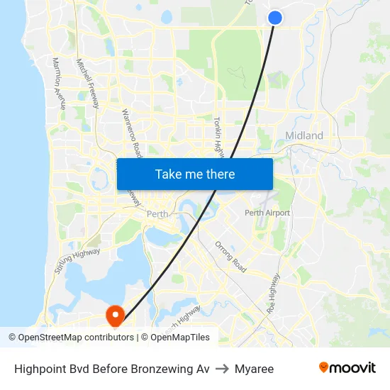 Highpoint Bvd Before Bronzewing Av to Myaree map