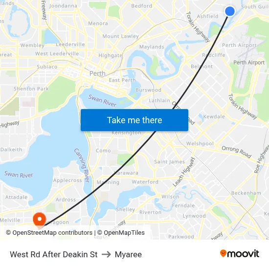 West Rd After Deakin St to Myaree map