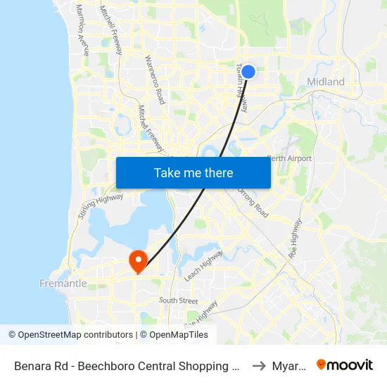 Benara Rd - Beechboro Central Shopping Ctr to Myaree map