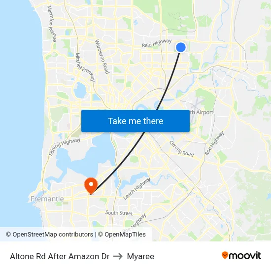 Altone Rd After Amazon Dr to Myaree map