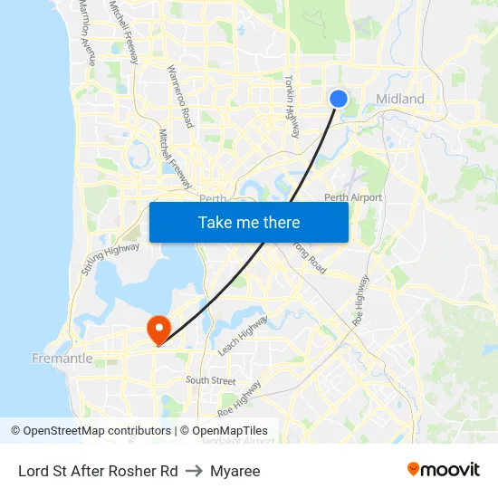 Lord St After Rosher Rd to Myaree map