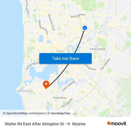Walter Rd East After Abingdon St to Myaree map