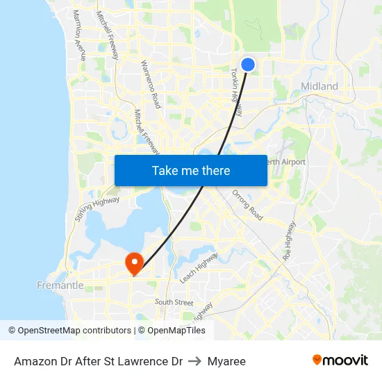 Amazon Dr After St Lawrence Dr to Myaree map