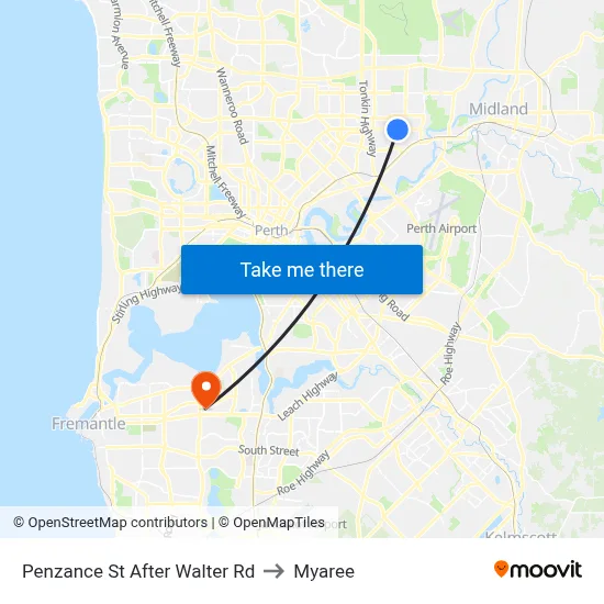 Penzance St After Walter Rd to Myaree map