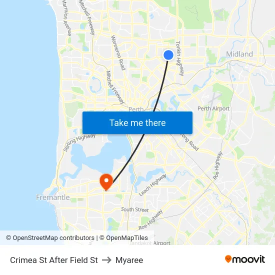 Crimea St After Field St to Myaree map