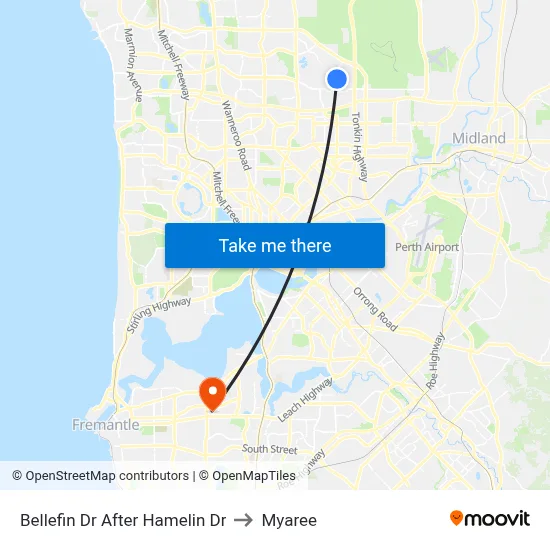 Bellefin Dr After Hamelin Dr to Myaree map