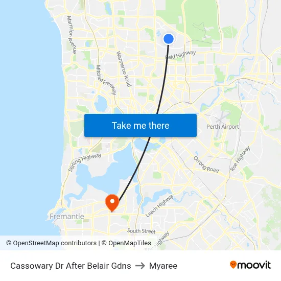Cassowary Dr After Belair Gdns to Myaree map