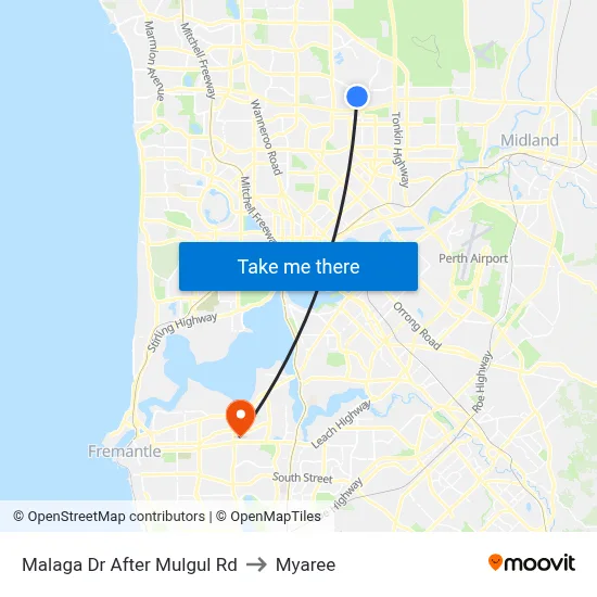 Malaga Dr After Mulgul Rd to Myaree map