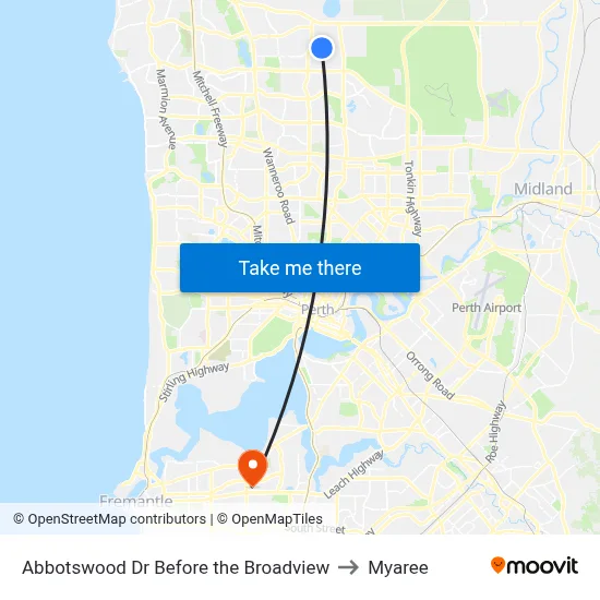Abbotswood Dr Before the Broadview to Myaree map