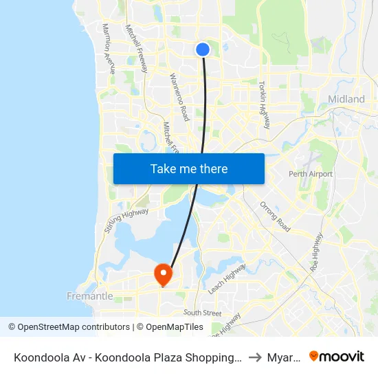 Koondoola Av - Koondoola Plaza Shopping Ctr to Myaree map