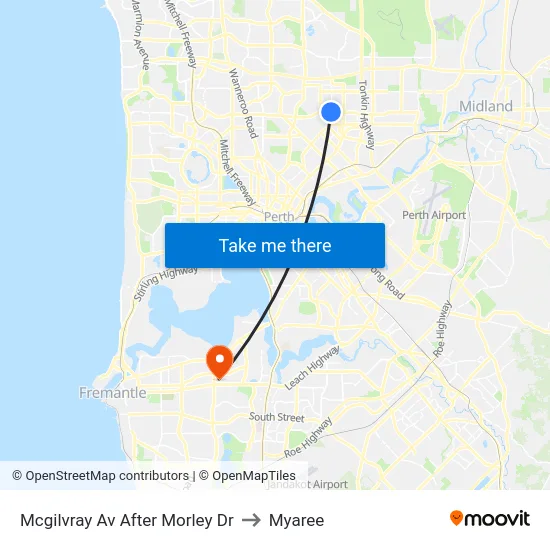 Mcgilvray Av After Morley Dr to Myaree map