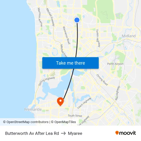 Butterworth Av After Lea Rd to Myaree map