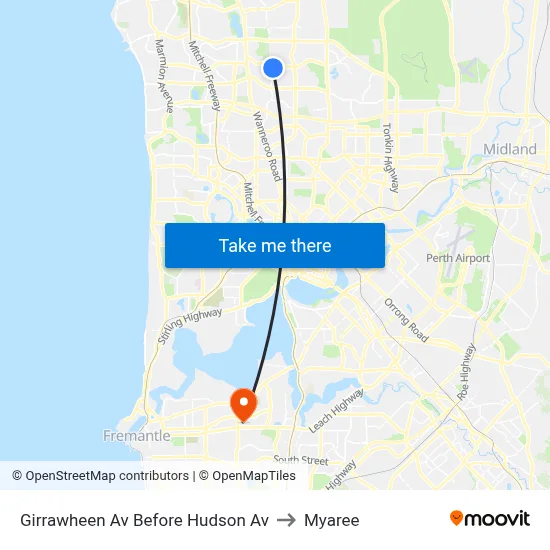 Girrawheen Av Before Hudson Av to Myaree map
