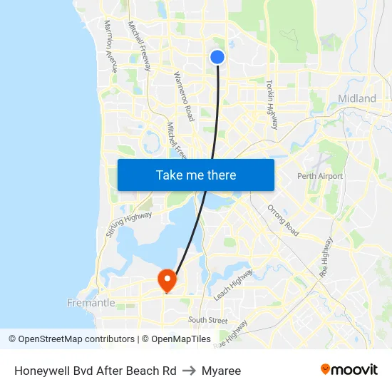 Honeywell Bvd After Beach Rd to Myaree map