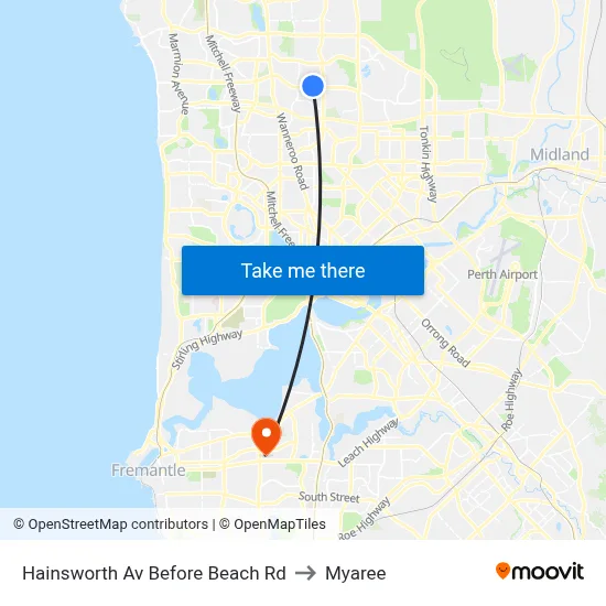 Hainsworth Av Before Beach Rd to Myaree map