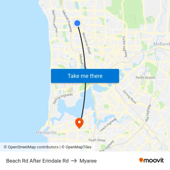 Beach Rd After Erindale Rd to Myaree map